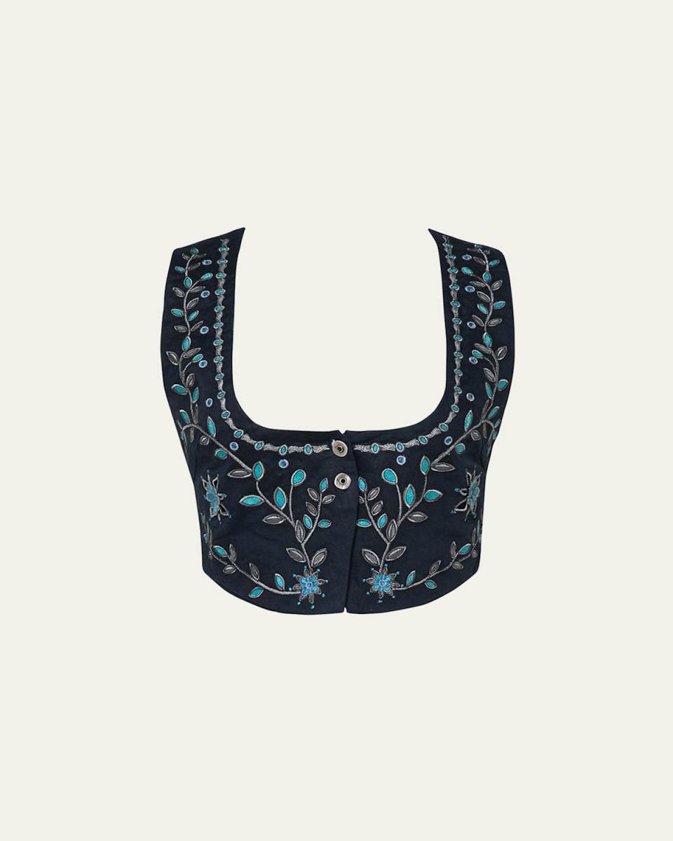 Esmeralda Relicario Embroidered Linen Vest